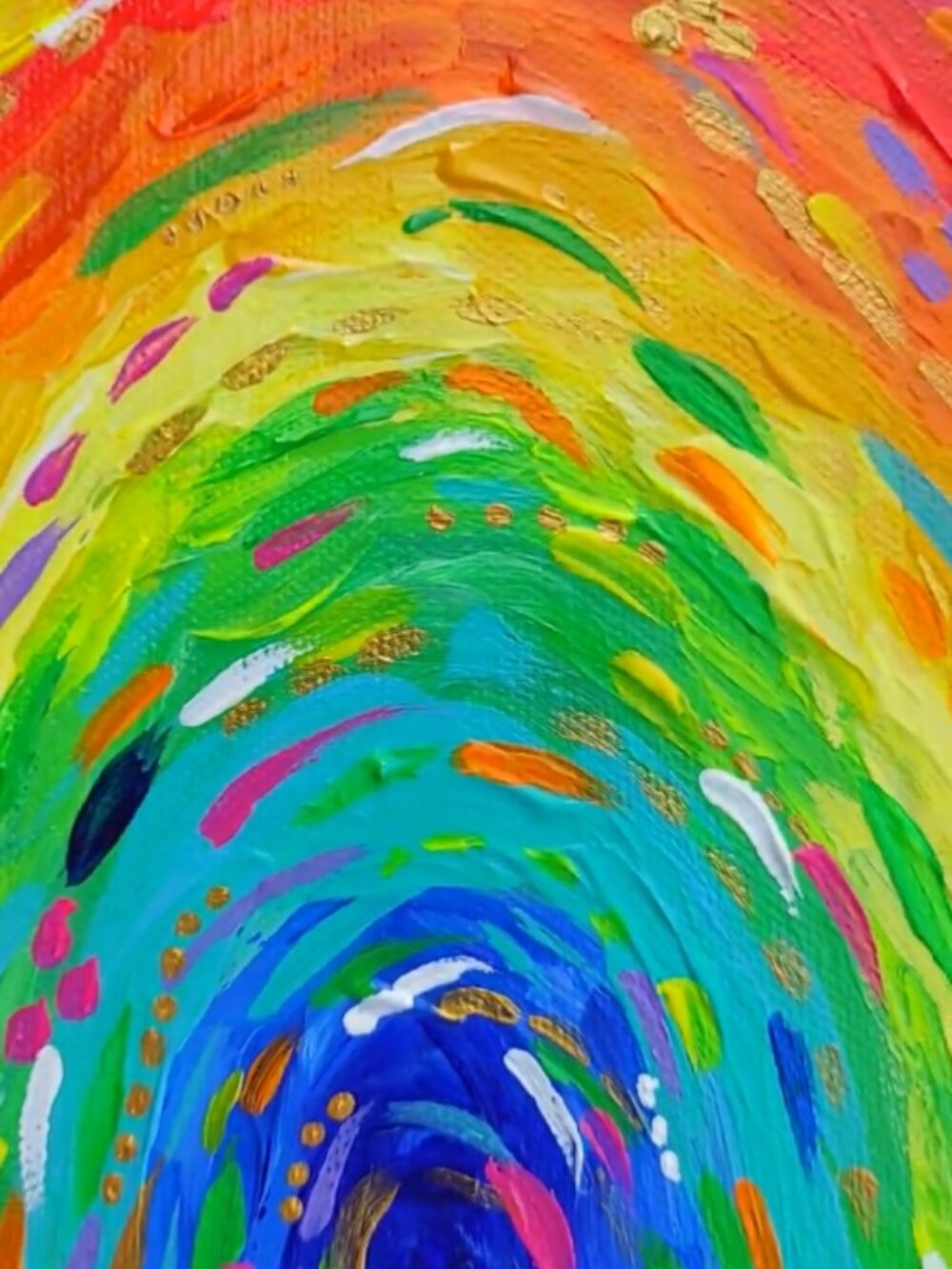 8"x10 Original Acrylic Rainbow Painting | Abstract Colorful Wall Art on canvas - Picture 11 of 14